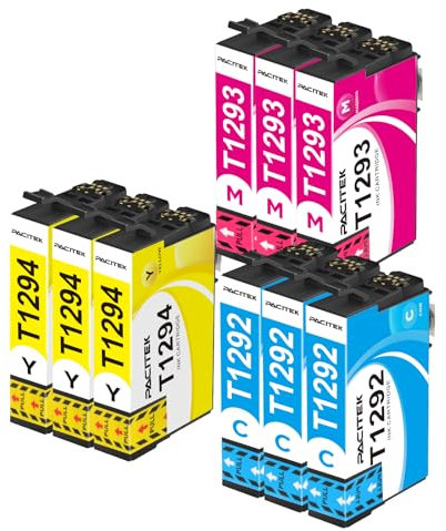 PACITEK T1295 Multipack Kompatible für Epson WF 3520 Druckerpatronen WF 3540 Tintenpatrone für Epson T1291 T1292 T1293 T1294 WF-7525 WF-7515 Stylus SX235W SX425W SX445W SX535WD (3Cyan 3Magenta 3Gelb)