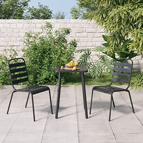 ARKEM 3-TLG. Garten-Essgruppe Garten Tische FüR DraußEn Garten MöBel Set Essgruppe Mit StüHlen Garten Sitzgruppe Anthrazit Stahl 3187985