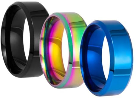 IEBTAWN 3 Stück Edelstahl Fidget Ring Spinner Ring Edelstahl Spinner Ringe Für Zappeln Für Damen Hochzeitsversprechen Schwarze Bandringe Coole Schwarze Ringe Für Männer 52-70