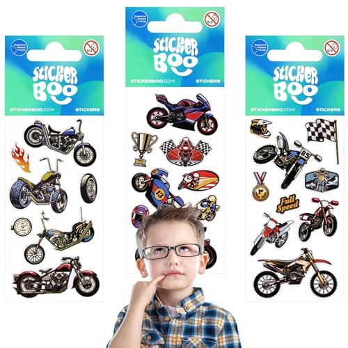 Set von bunten Sticker Motorräder, Aufkleber für Kinder