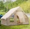 Aufblasbares Campingzelt mit Kaminöffnung & Dachfenster, Outdoor Zelt für 2-10 Personen mit Luftpumpe, Aufblasbares Zelt aus Wasserdichtem Oxford-Stoff für 4 Jahreszeiten, Schneller Aufbau Campingzelt