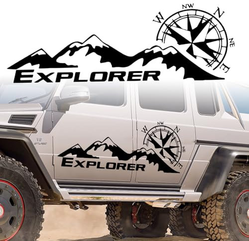 Car Decals Mountain Compass, Cool Auto Stickers Waterproof Vinyl Hood Decal Car Window Stickers Auto Graphics Body Side Door Trunk Decoration for Racing Car SUV Truck Off-Road Vehicle Jeep RV, Right