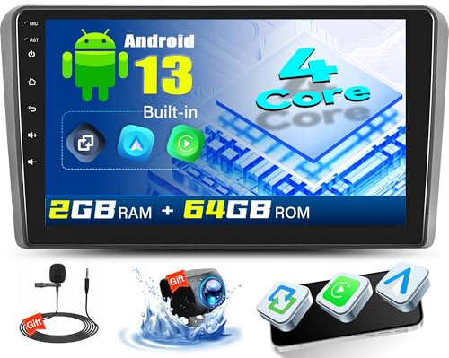 OiLiehu 2+64G Android 13 Car Stereo for Audi A3 2008-2012 with Wireless CarPlay Android Auto, 9 IPS Touchscreen Car Radio with WiFi GPS Mirror Link Bluetooth FM RDS EQ SWC + Backup Camera