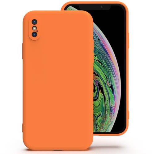 Zuvirelx Glatte Silikon hülle für iPhone X/XS, Staubbeständig, Slim, Taschentauglich Handyhülle Cover Case für Apple iPhone X/XS - Orange