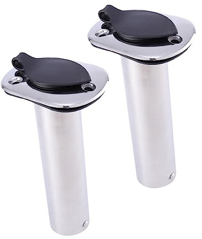 WESIEVYA Edelstahl Angelrutenhalter Für Boote Und Yachten Verstellbar 2 Stück Für Schienen Mit 2,5cm Durchmesser Einfach Montierbar Leicht Und Tragbar Für Kajaks Und Fischerboote