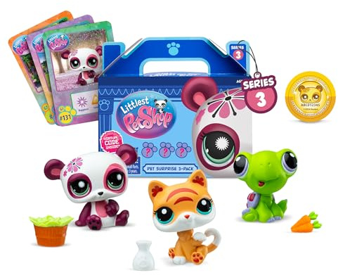 Littlest Pet Shop - Pet Surprise 3-Pack - Series 3, Gen 7 Authentic LPS Bobble Head Toy Figure, Collectible Toy Animal, Ages 4+