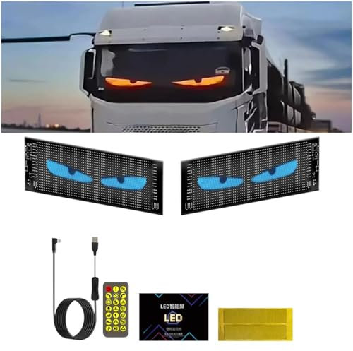 WAXCMXYH Luz de ojos de diablo para coches, gran pantalla de luces LED dinámicas de ojo de diablo, pantalla LED programable para coche, letreros de luz de ojos de diablo para camiones, tiendas,