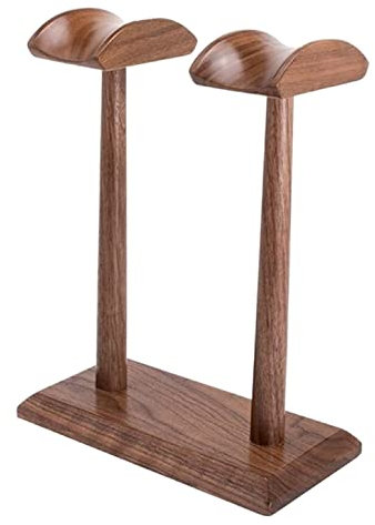 OUYUE Headphone Holder Double Headphone Stand Natural Solid Wood Headphone Holder Simple And Generous Earphone Holder Stand(Tea Color)
