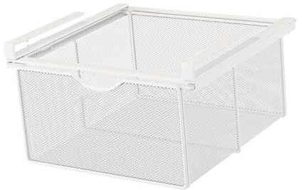 DimyFew Hängende Schublade unter dem Schrank, Drahtkorb aus Karbonstahlgeflecht, Aufbewahrungskorb, Organizer für Zuhause, Schrank, Schlafzimmer, Weiß XL