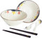 HLWDXno1 Ramen Bowl Set of 2 Ceramic Noodle Bowl with Chopsticks & Spoons 1200ml Large Soup Bowls Japanese Style Retro Porcelain Microwave Tableware Ramen Gift Set for Salad,Pho,Pasta,Udon, Flower