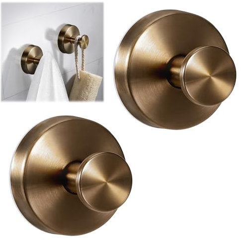 EUIOOVM Saugnapf Haken, Edelstahl Handtuchhaken, Saugnapfhaken Bad Extra Stark Ohne Bohren Saughaken Extra Stark Badezimmer Haken Haken Selbstklebend Duschhaken (2, Rose Gold)