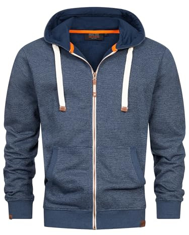 Indicode Herren INBaustian Sweatjacke Hoodie mit RIPP-Bündchen und Kapuze