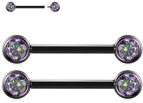 AROWRO 14G Zungenpiercing Brustwarzenstäbe Nippelpiercing Schmuck Titanium Zungenstege Nippelringe Innengewinde Zungenstegpiercing Flaches Rückenteil Brückenpiercing Schmuck