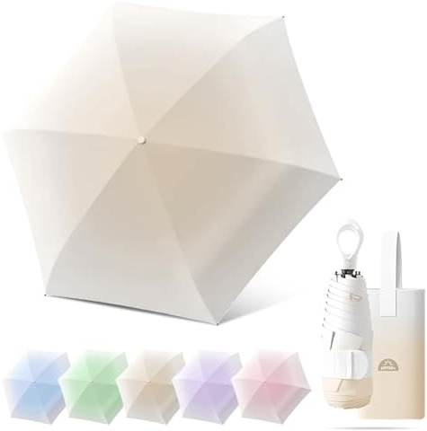 Impervius Patronum Mini Reise Regenschirm, Leicht Kompakt, Faltbar, Mit Ringgriff und Aufbewahrungstasche/Farbverlauf/6 * 2 Rippen/UV Schutz/Sonne/Regen/Tasche Rucksack/Damen/Kinder/Jungen