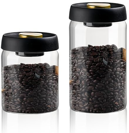 LEKEFETO 2 Stück Kaffeedose mit Vakuumdeckel: 1200ml+900ml, Nachhaltige Aufbewahrung, Vakuum Kaffee Dose, Kaffeedose Luftdicht, für Tee Nüsse Kakao Frisch Bleiben