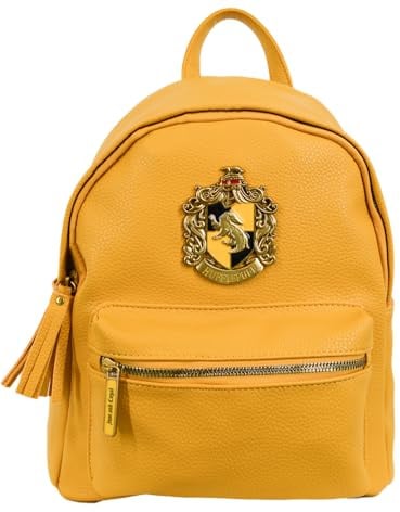 Harry Potter House Backpack Collection, Kieselleder, Metallwappenabzeichen, 4 Häuser - Gryffindor, Slytherin, Hufflepuff, Ravenclaw