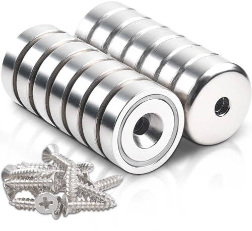14 Stück Magnete Stark mit Loch 10KG Kraft 16x5mm, Neodym Magnet mit Loch Magnete Rund Neodym Magneten Extra Stark Magnet zum Anschrauben Senkkopf-Topfmagnet mit Schrauben