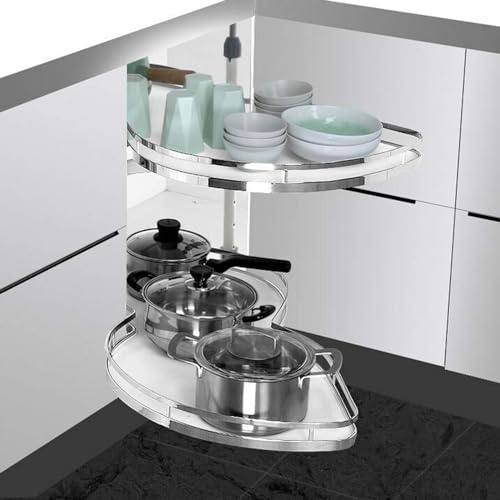 TWHZSAI Eckauszug für Küchenschränke, Küchenaufbewahrung, Eckschrank-Auszug für 36/900 mm große Schränke, Karussell-Doppelregal, Kücheneckkarussell (weiß rechts)