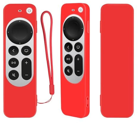 LIUZIHAN Funda Compatible con Apple TV 4K 2021, Ultradelgado Silicona Case Cover, Anti-caída, Portátil, Carcasa Compatible con Apple TV 4K 2021 Mandos a Distancia.(Rojo)