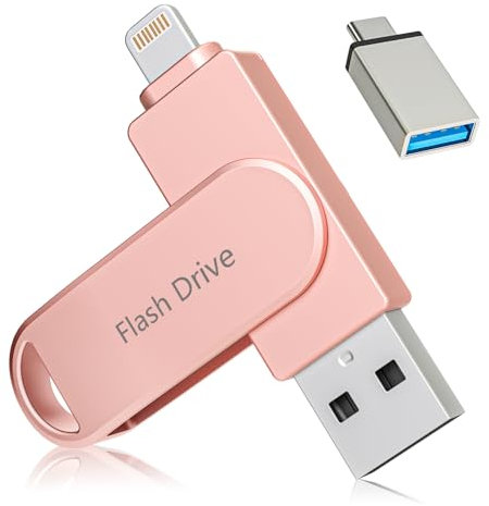 Chiavetta fotografica da 512 GB, certificata Apple MFi, chiavetta per iPhone, per backup di foto/video, chiavetta USB ad alta velocità, compatibile con iPhone/iPad/Android/PC (rosa)