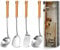 Pleafind Ustensiles de Cuisine, 4 Pièces Ustensiles de Cuisine inox, set de spatules à manche en bois comprenant Louche, Écumoire, Spatule, retourneur à fentes
