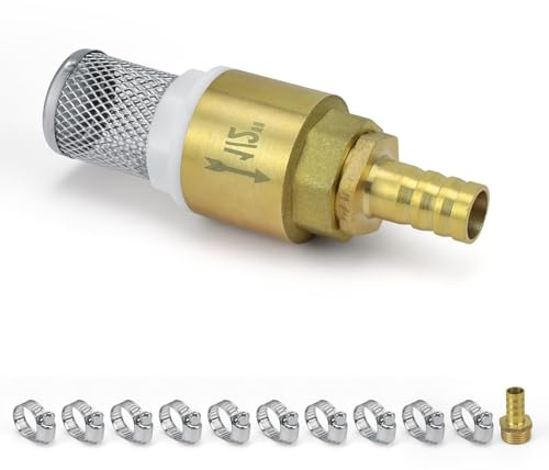 DIYCUT Crépine Aspiration, Laiton Clapet Anti-Retour avec Crépine, 1/2 Pouce Clapet Crepine Anti Retour, avec 2 Raccords D'eau, Convient pour L'arrosage du Jardin et de la Piscine