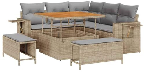 vidaXL Gartensofa-Set 8 STK. Beige Poly-Rattan
