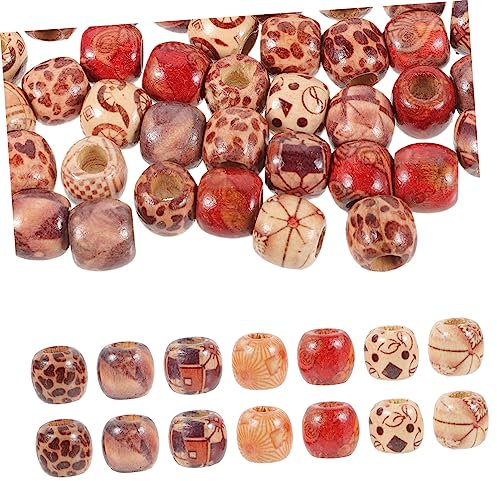 OUNONA 100 Stück Holz Haarperlen für Dreadlocks und Zöpfe Leichte Diy Schmuckperlen für Haarsträhnen Bastelprojekte und Haarschmuck Dread Beads für Frisuren