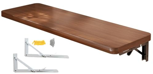 Wall Mounted Computer Workstation Desk, Small Folding Table on The Wall, Floating Drop-Leaf Desk for Study, Foldable TV Wall Stand for Small Space Saving,Brown,40X30cm