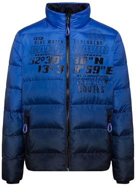 Camp David Herren Steppjacke mit Dip-Dye-Effekt und Logo Prints Flight Blue, Xxxl