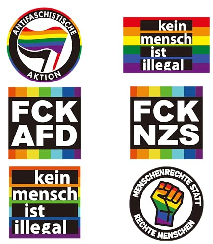 FlagShipper 120x FCK-AFD & FCK-NZS Sticker Set – Regenbogen Aufkleber gegen Rechts – Demo Sticker für Wahl, Pride, Kundgebung & Festival – wetterfest, haftstark & auffällig