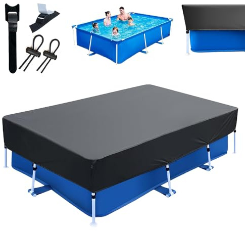Hojalis Bache Piscine Rectangulaire, 220 X 150 Cm Bâche De Piscine Rectangulaire, Bâche De Piscine pour Piscines Rectangulaires, Bâche Solaire Estivale Et Hivernale pour Piscine à Cadre Rectangulaire
