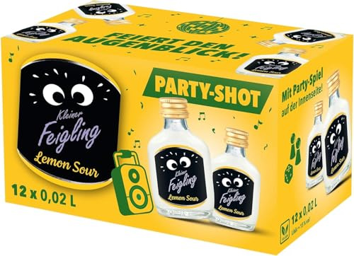 Kleiner Feigling Lemon Sour Special Edition, 12 x 20 ml, 15% Vol. | Spritzig-zitroniger Vodka-Shot mit Bitter-Lemon-Geschmack, Limitierte Sommersorte, Perfekt eiskalt auf Partys und Festivals