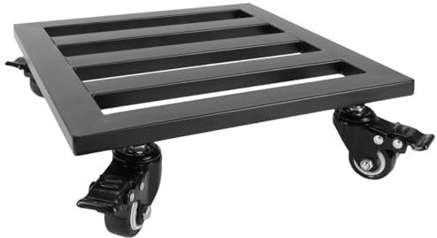 FOMIYES Support à roulettes pour Pots de Fleurs en Fer Noir 30x30 Cm, Chariot à Plantes Mobile et Robuste, Plateau Roulant Intérieur et Extérieur pour Plantes Lourdes