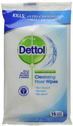 Dettol Anti-Bacterial Cleansing Floor Wipes, X-Large, Pack of 9, 135-Count