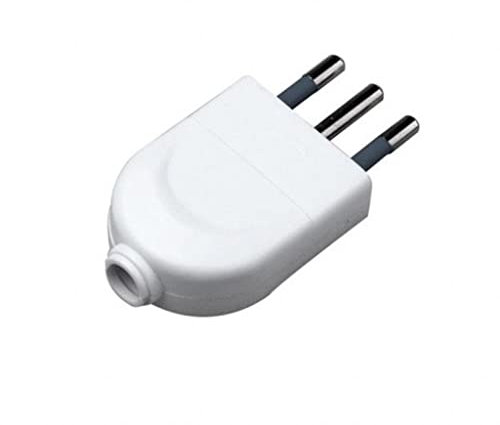 Enchufe de 10 A con Salida de Cable Recta, Blanca