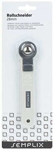 SEMPLIX Stoffschneider Mini mit Klingenschutz, 28mm - Rollschneider zum Basteln & Nähen (grau)