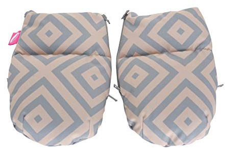 1 Paar Handwärmer Muffs für Kinderwagen - aus Softshell (Quadrate apricot)