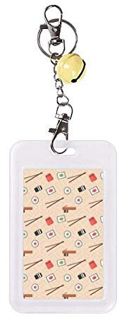 Baguettes de sushi japonaises roses pour badge, protection de carte de crédit, cloche jaune