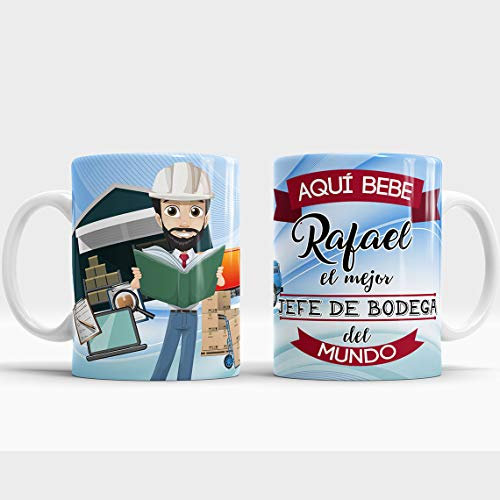 Taza Aquí Bebe el Mejor Jefe de Bodega del Mundo/Taza aqui Bebe un Super Jefe de Bodega/Taza Regalo Original para Jefe de Bodega - Taza de cerámica de 350 ML