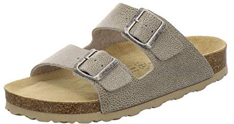 AFS-Schuhe 2100, Hausschuhe Damen Leder, praktische Arbeitsschuhe, Handmade in Germany (42 EU, beige reptil)