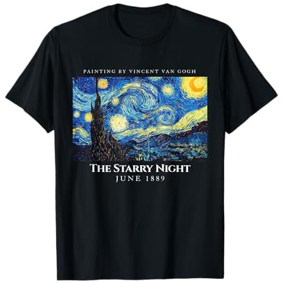 The Starry Night Tee Shirts, Cool Vincent Van Gogh Painter T-Shirt