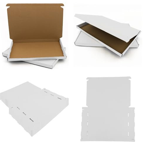 AKAR Corrugated White A4/C4 Large Letter Postal Box - 320x230x20mm - Pack of 25