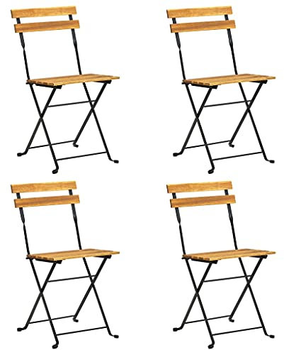 Klappbare Bistrostühle 4 STK. Massivholz Akazie,Regiestühle,Gartenstuhl,Holzstuhl,Campingstühle,Leicht und bequem Geeignet für Reisen,40 x 39 x 79 cm