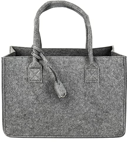 Schramm® Filztasche in 7 Farben 40x27x27cm Kaminholztasche Einkaufstasche Aufbewahrungstasche Filz Tasche Filztaschen, Farbe: dunkelgrau