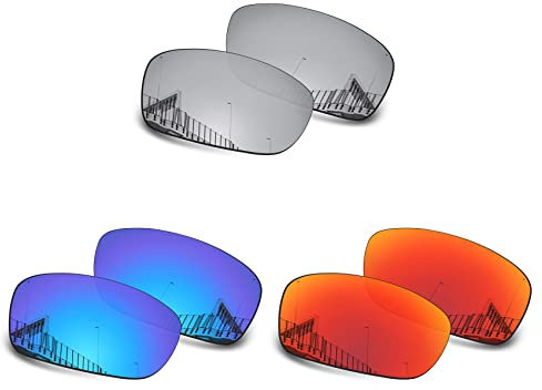 Well-aimed Verres de rechange compatibles avec les lunettes de soleil Oakley Fives Squared - Lot économique 302, Argent iridium + iridium bleu + iridium rouge, Taille unique