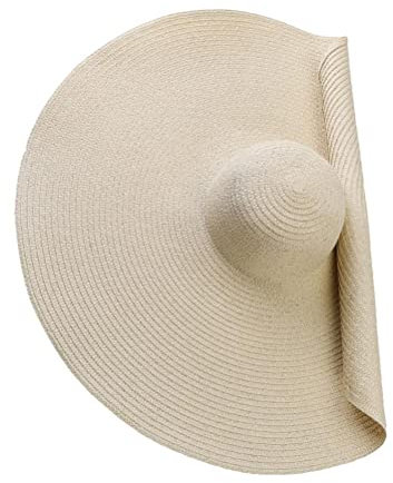 BTSEURY Oversized Beach Straw Hats Women Floppy Hat Straw Women's Straw Hat with Wide Brim Packable Beach Sun Protection Hat, F deep card