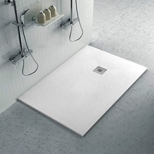 Inbagno Piatto Doccia Marmo Resina 90x100 Karen Bianco Effetto Pietra