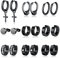 Herren Ohrringe Schwarz, Edelstahl Ohrringe Damen 9 Paare Set Einfache Kreuz Zirkonia Modeschmuck Gothic Damen Herren