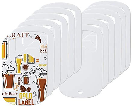 imprintfavor 12pcs set Sublimation Bottle Opener 1.2 * 2 inch Stainless Steel Blank Beer Bottle Opener Custom Sturdy Sublimation Blank Gifts Kitchen Restaurant Bar Tool Bottle Opener Blanks (3 * 5cm)